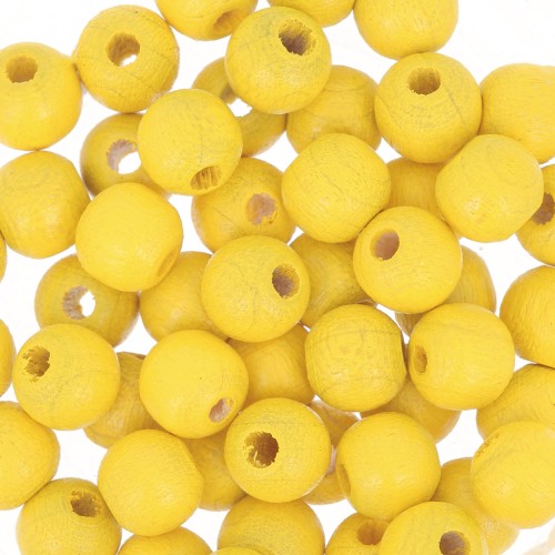 Perles rondes en bois 6 mm Jaune x25