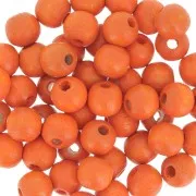 Perles rondes en bois 6 mm Orange x25