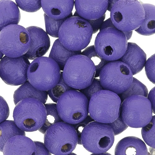 Perles rondes en bois 6 mm Violet x25