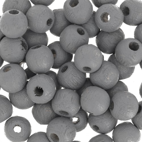 Perles rondes en bois 6 mm Gris x25