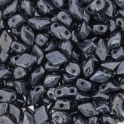 Perles en verre Mini Gemduo 2 trous 6x4 mm - Jet Hematite x5g|raw }}