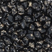 Perles en verre Mini Gemduo 2 trous 6x4 mm - Jet Gold Splash x5g|raw }}