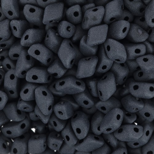 Perles en verre Mini Gemduo 2 trous 6x4 mm - Jet Mat x5g