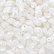 Perles en verre Mini Gemduo 2 trous 6x4 mm - Opaque White Luster x5g