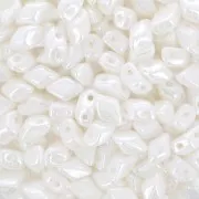Perles en verre Mini Gemduo 2 trous 6x4 mm - Opaque White Luster x5g