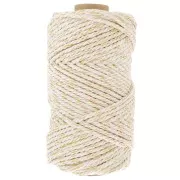 Bobine de cordon en coton pour macramé 3 mm - Mix Ecru - Doré x50m