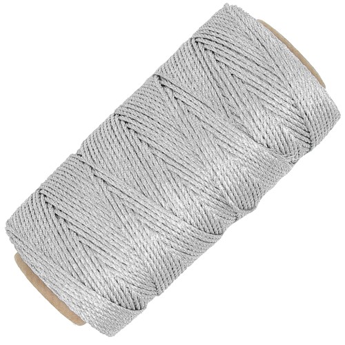 Bobine de fil métallisé Glitter 3 brins pour macramé 1 mm - Argenté x125m