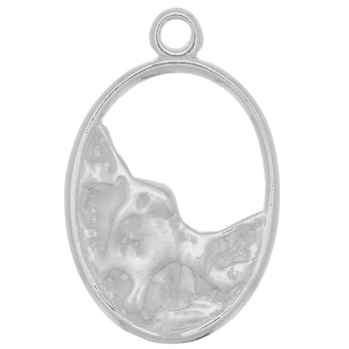 Pendentif ovale évidé martelé 19x12 mm - Argent 925 x1