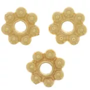 Perles rondelles forme fleur 6 mm - Plaqué Or 3 microns x4