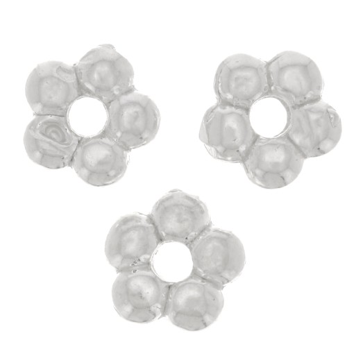 Perles rondelles forme fleur 4.5 mm - Argent 925 x4