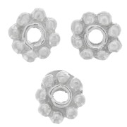 Perles rondelles fleur 4 mm - Argent 925 x4