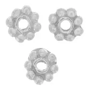 Perles rondelles fleur 4 mm - Argent 925 x4