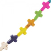 Assortiment de perles croix imitation Howlite teintées 16 mm Multicolore|raw }}