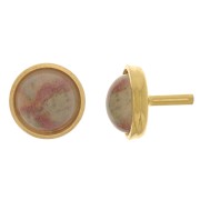 Tige support - porte cabochon 6 mm - Doré à l'or fin x1