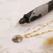 Tige support - porte cabochon 6 mm - Doré à l'or fin x1