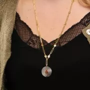 Tige support - porte cabochon 6 mm - Doré à l'or fin x1