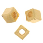 Perle cube 5 mm - Plaqué Or 3 microns x1|raw }}