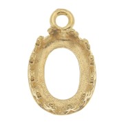 Serti pendentif ovale décor couronne - pour cabochon 8x6 mm - Plaqué Or 3 microns|raw }}