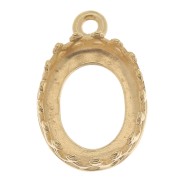 Serti pendentif ovale décor couronne - pour cabochon 10x8 mm - Plaqué Or 3 microns|raw }}
