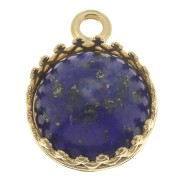 Serti pendentif rond - décor couronne - pour cabochon 10 mm - Plaqué Or 3 microns