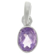 Pendentif ovale facetté 12x7 mm - Argent 925 - Amethyste x1