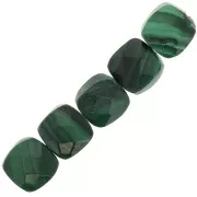 Perle carrée 6 mm facettée en pierre gemme - Malachite x1