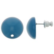 Clous d'oreilles ronds 14 mm en résine - Bleu canard x2