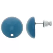 Clous d'oreilles ronds 14 mm en résine - Bleu canard x2