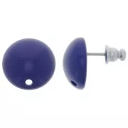 Clous d'oreilles ronds 14 mm en résine - Bleu marine x2