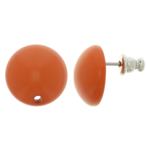 Clous d'oreilles ronds 14 mm en résine - Terracotta x2