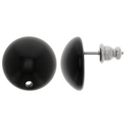 Clous d'oreilles ronds 14 mm en résine - Noir x2|raw }}
