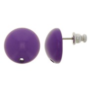 Clous d'oreilles ronds 14 mm en résine - Violet x2