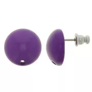 Clous d'oreilles ronds 14 mm en résine - Violet x2