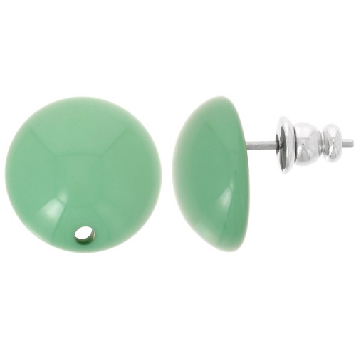 Clous d'oreilles ronds 14 mm en résine - Vert x2