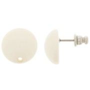 Clous d'oreilles ronds 14 mm en résine - Ivoire x2|raw }}