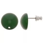 Clous d'oreilles ronds 14 mm en résine - Vert foncé x2