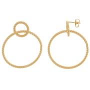 Boucles d'oreilles cercles entrelacés 45x35 mm - Doré à l'or fin x2