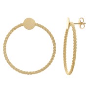 Clous d'oreilles cercle torsadé 35 mm pour cabochon 8 mm - Doré à l'or fin x2|raw }}