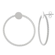Clous d'oreilles cercle torsadé 35 mm pour cabochon 8 mm - Placage Argent fin x2|raw }}
