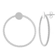 Clous d'oreilles cercle torsadé 35 mm pour cabochon 8 mm - Placage Argent fin x2