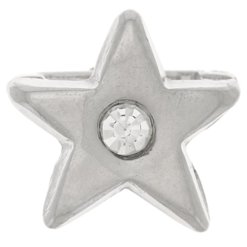 Poussoir étoile 12x13 mm avec strass pour lacets 8 mm - Rhodié - Crystal x1