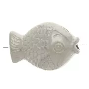 Perle poisson plat 12x8 mm - Placage Argent fin vieilli x1