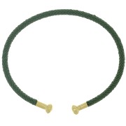 Bracelet jonc cordon torsadé avec embout dévissable Vert foncé - Doré à l'or fin x1