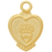 Pendentif coeur - motif coeur Ex-Voto 22x15 mm - Doré à l'or fin x1