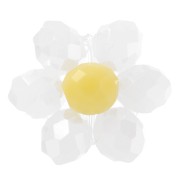 Fleur en perles facettées - marguerite - 11 mm - Blanc - Jaune x1