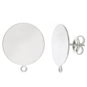 Clous d'oreilles disque 16 mm avec anneau - Placage Argent fin x2|raw }}