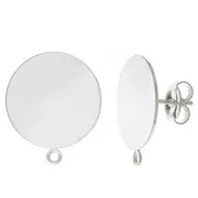 Clous d'oreilles disque 16 mm avec anneau - Placage Argent fin x2