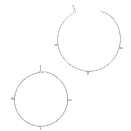 Créoles à décorer 30 mm avec 3 anneaux - Acier inoxydable 304 x2