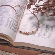 Perle tube ethnique travaillé avec petites boules 17x7 mm - Plaqué Or 3 microns x1