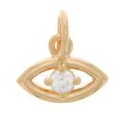 Breloque oeil avec oxyde de zirconium 7x10 mm - Plaqué Or 3 microns - Crystal x1